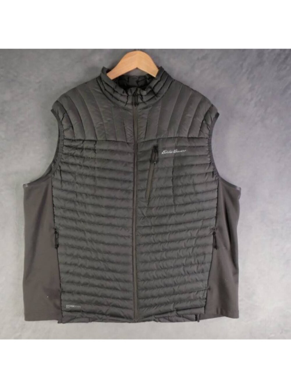 Eddie Bauer Jacket Men's 2XL Black Solid First Ascent Stormdown Vest 800 Fill